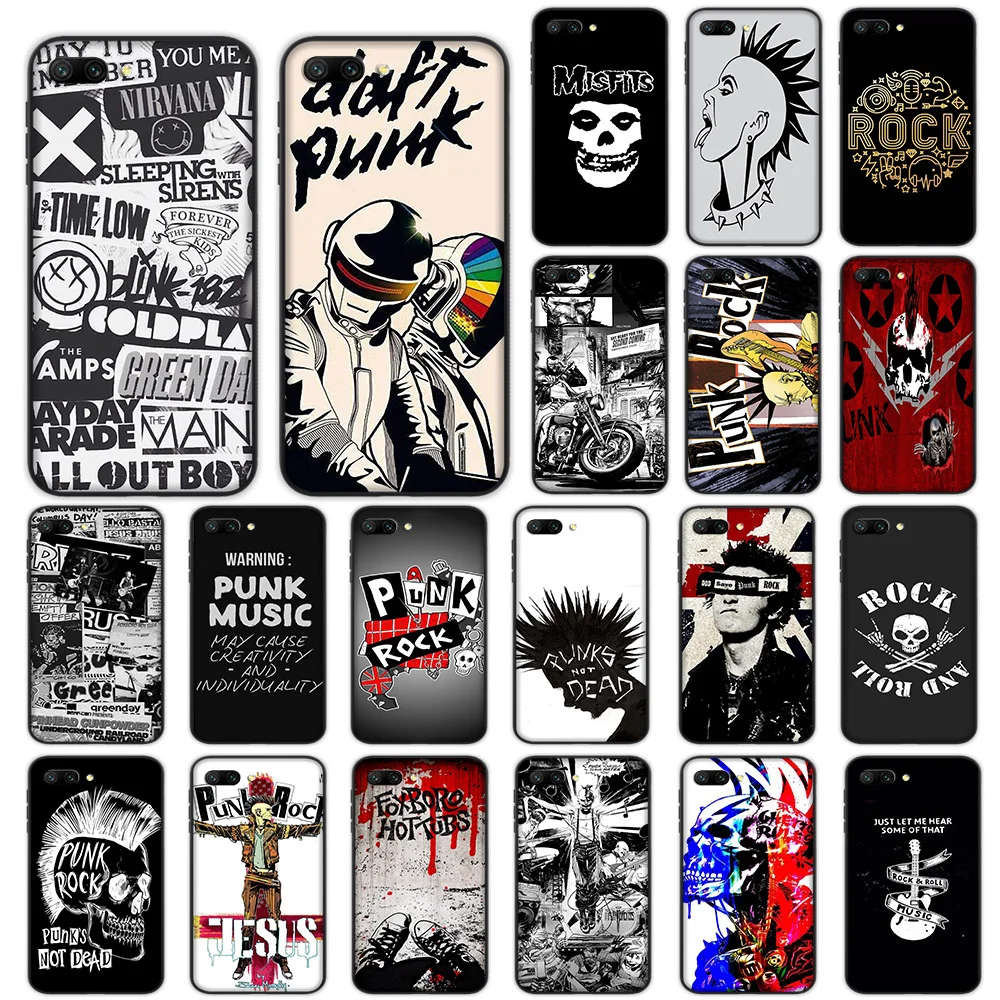 

Punk Rock Soft Case for Huawei Honor Note 10 9 Lite 8X 7A 3GB Pro Y6 Y7 Y9 Prime Nova 3 Cover