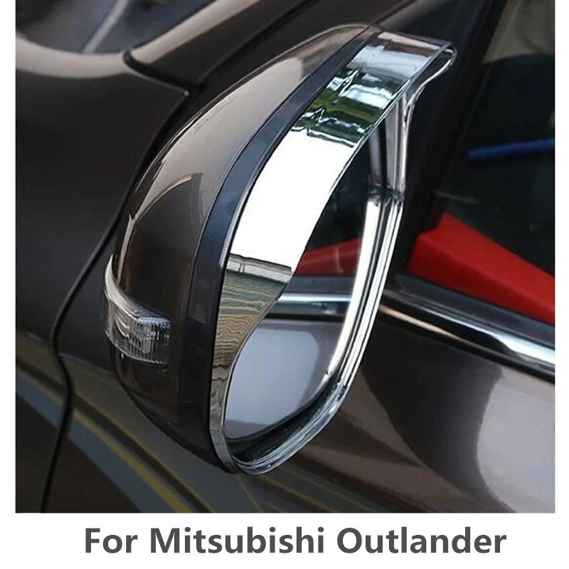 

For Mitsubishi Outlander 2016 2017 2018 ABS Chrome Rearview Side Mirror Glass Rain Shield Sun Visor Shade Frame 2PCS/Set