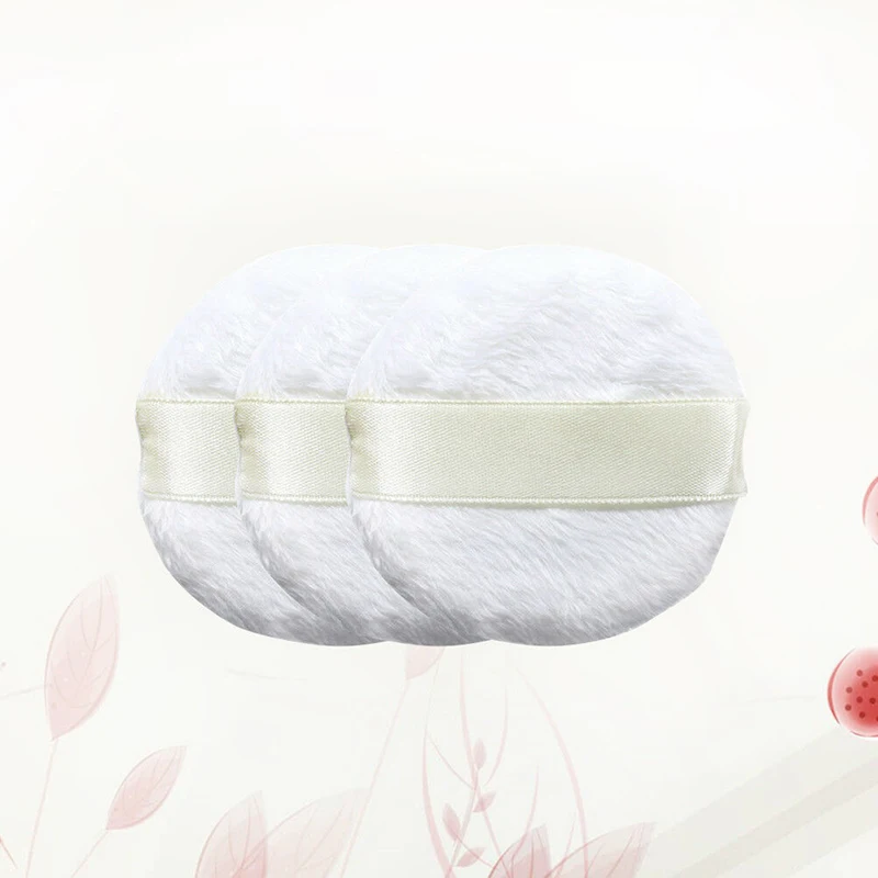 

3pcs Non-toxic White Fluffy Baby Body Talcum Powder Puff Sponge Cleansing Makeup Accessories