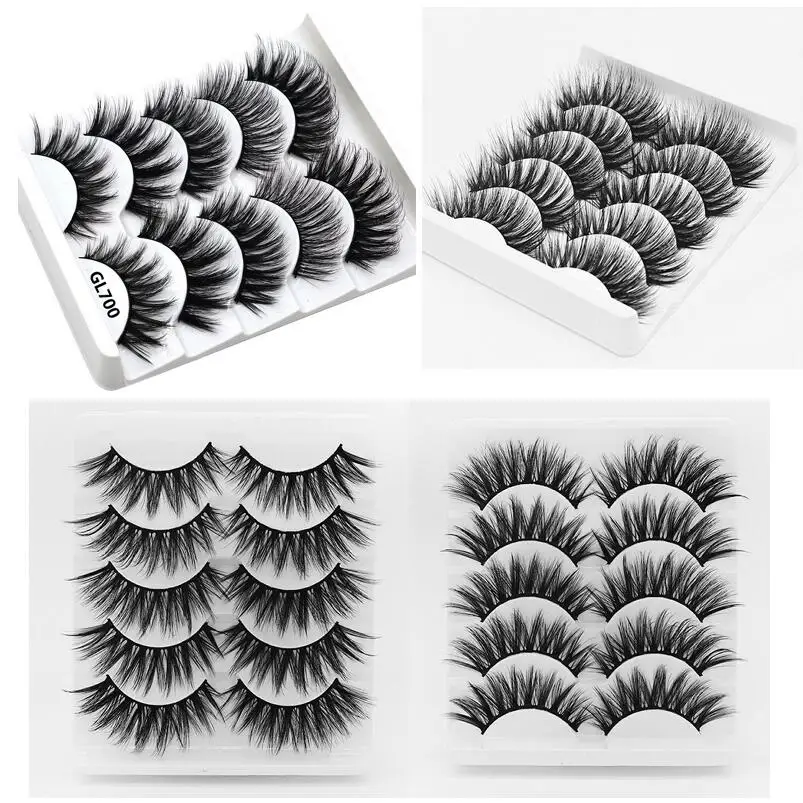 

5 Pairs Mink Eyelashes 100% Cruelty free Handmade 3D Mink Lashes Full Strip Lashes Soft False Eyelashes Makeup Lashes