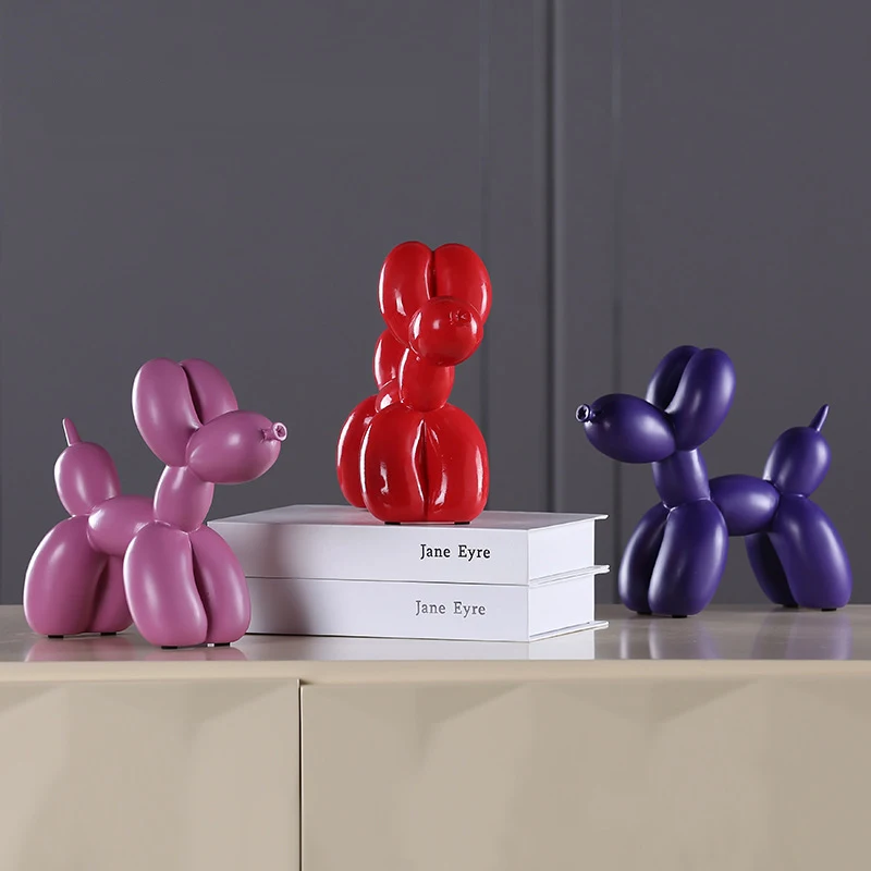 Nueva moda resina globo perro artesanía escultura regalos creativos moderna Simple decoración del hogar estatuas 8 colores adorno de escritorio