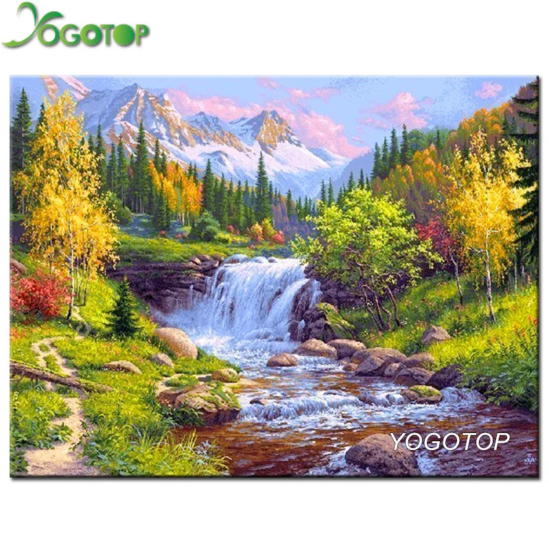 

YOGOTOP DIY Diamond Painting Cross Stitch Mosaic Needlework Forest streams Square Diamond Embroidery Home Decor ZB896