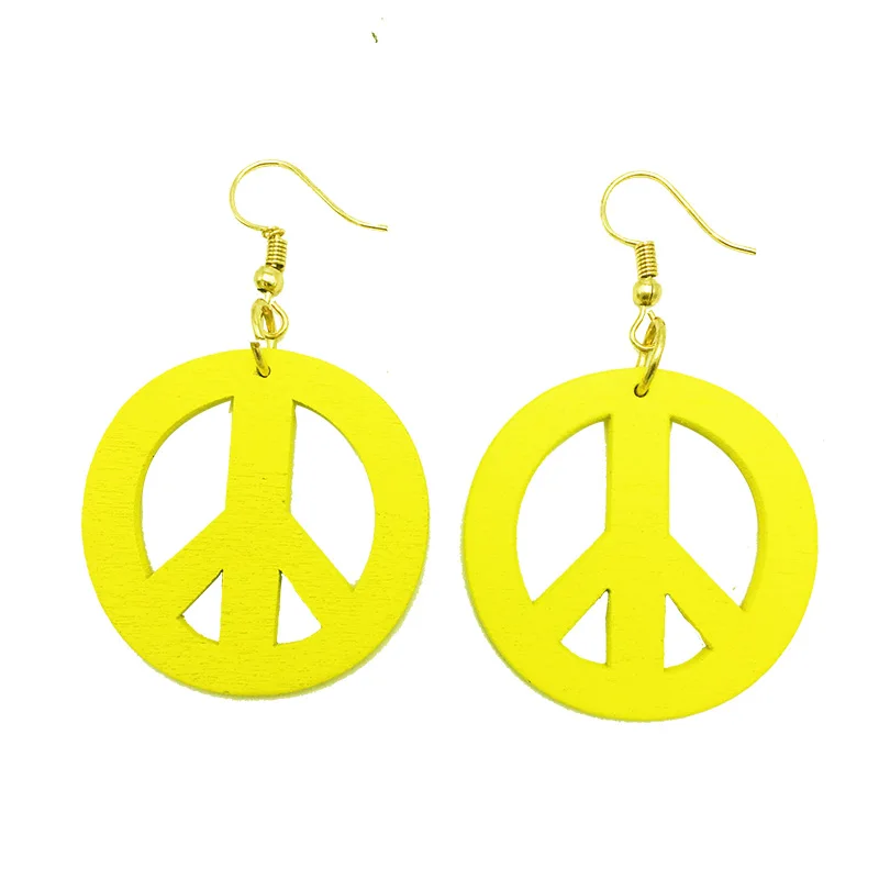 Dream-it-possible multicor cheap Fashion Anti-war peace sign Wooden Earrings For Women 2018 new jewelry wood cute round hoop Fashion Jewelry