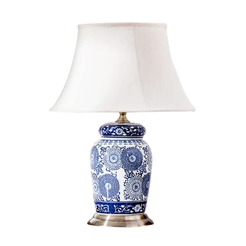 

High End Classical Elegant Hand Painted Chinese Blue And White Porcelain Led E27 Table Lamp For Living Room Bedroom H 50cm 1281