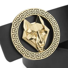 

2018 New Brand Black Wide Belt Men's Leather Luxury High Quality Designer Belt Round buckle Young leisure Fashion Cowhide Belt