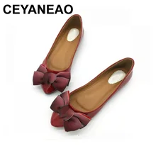 CEYANEAO Женские балетки на плоской подошве обувь без шнуровки с бантиком женские тонкие туфли из искусственной кожи женские женская обувь красный