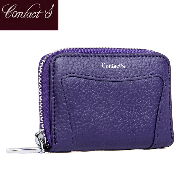 Contact&#39;s New Card Holder Wallets Cowhide Leather Women Wallet Protection Credit Card Holder ...