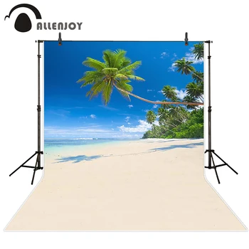 

Allenjoy scenery photo backdrop Summer trip island forest coconut tree beach photocall the cloth backgrounds for photo studio