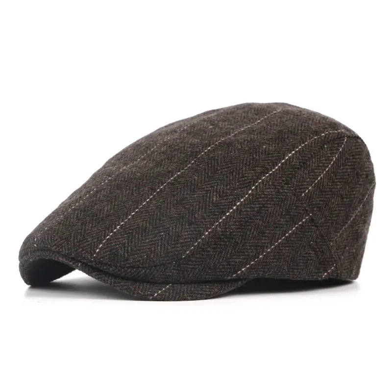 Темно-серый UK мужская плоская кепка берет в елочку Newsboy Bakerboy Hat Gatsby Peaky Blinders - Цвет: Темно-серый