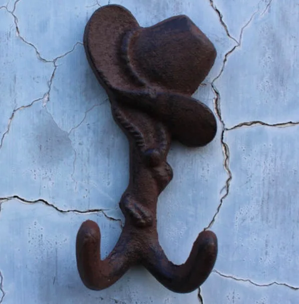 

H:14CM American Village Garden Iron Wall Hook Hanging Cowboy Hat Hook
