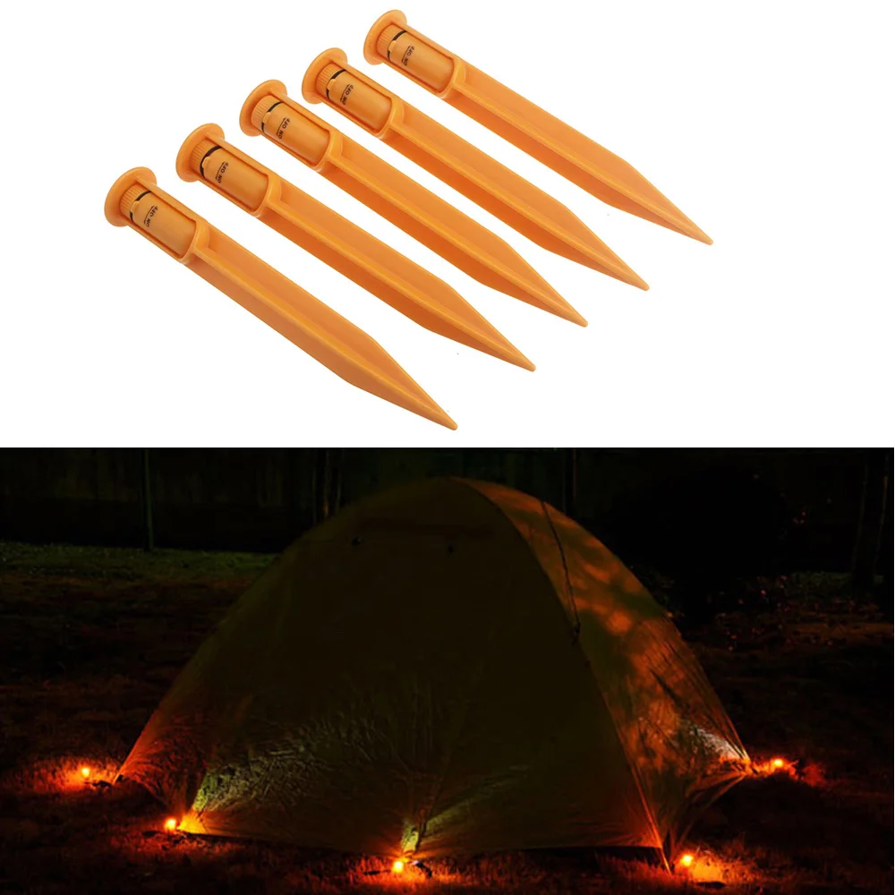 

5pcs 15cm LED Light Up Tent Pegs Stakes Nail Camping Outdoor Traveling Tent Accessories Tent Nail Peg Tents Building Tool