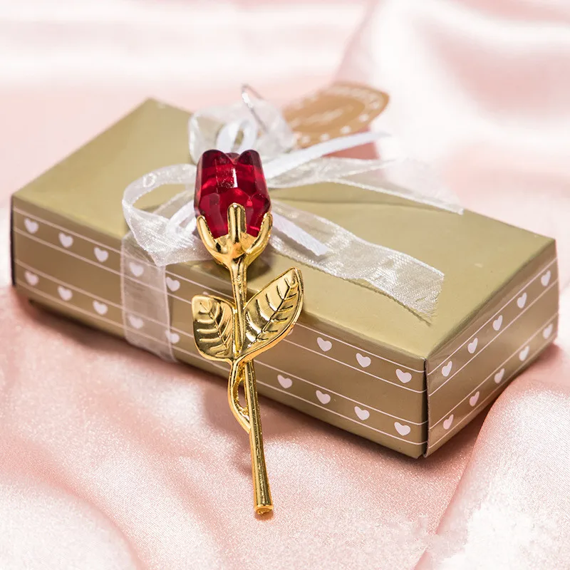 Хрустальные стеклянные статуэтки розы Ремесло Свадьба День Святого Валентина сувениры и подарки сувенир украшение стола с коробкой