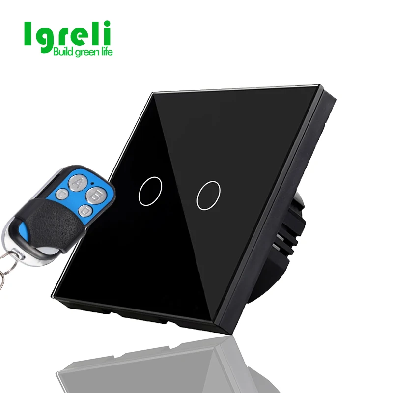 

Igreli New Top Fashion Touch Screen Remote Light Switch,eu Standard Wireless Wall Control Switches With Led Indicator & Ac 220v