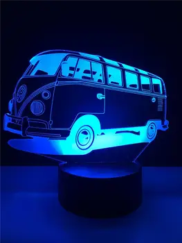 

Bus 3D Illusion Lamp Multicolor LED Desk Table Night Light Control Colors Changing Decoration LED Lamp Fashion Creative Led Ligh