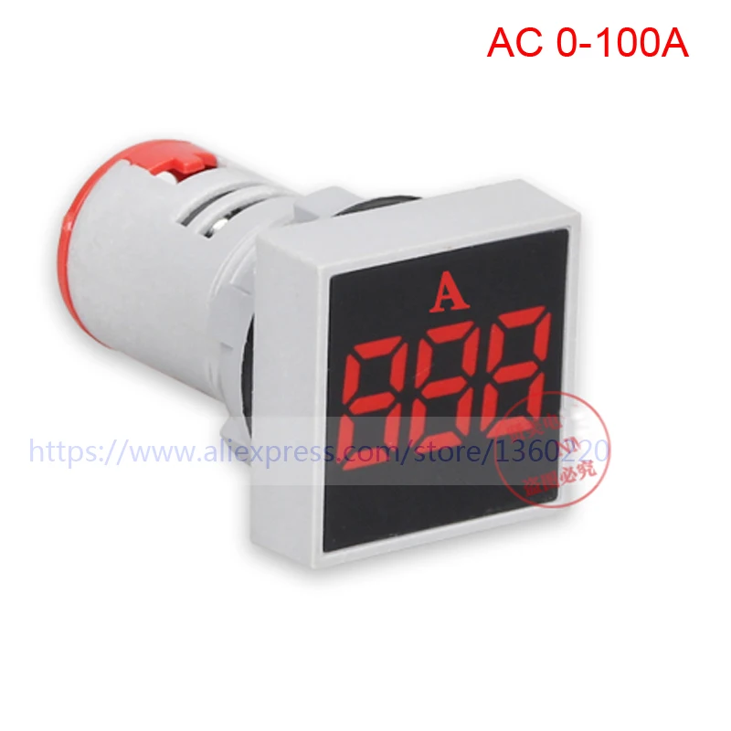 AC 0-100A AC ampere panel meter with current transformer Red, blue, yellow, white, green 22mm AC ampere indicator