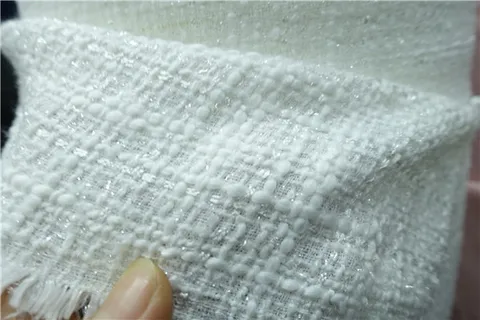 Livre o Navio Branco com Linha de Prata Tweed Tecido Verdadeiro Teceu