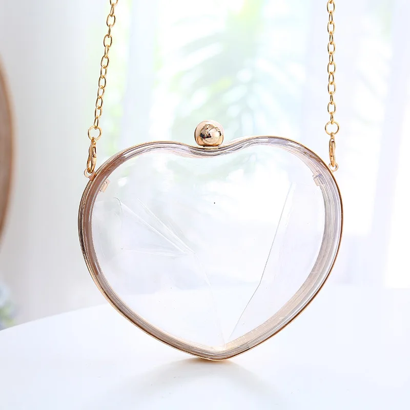 

Feminina Fashion Brand Cute Heart-shaped Acrylic Box Clutch Hard Wallet Clear Women Handbag Mini Vintage Evening Bag Crossbody