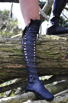 

Hot Popular Thick-soled Flats Weaving Over The Knee Boots Woman Cross-tied Zipper Botas Mujer Comfortable Outdoor Women Shoes