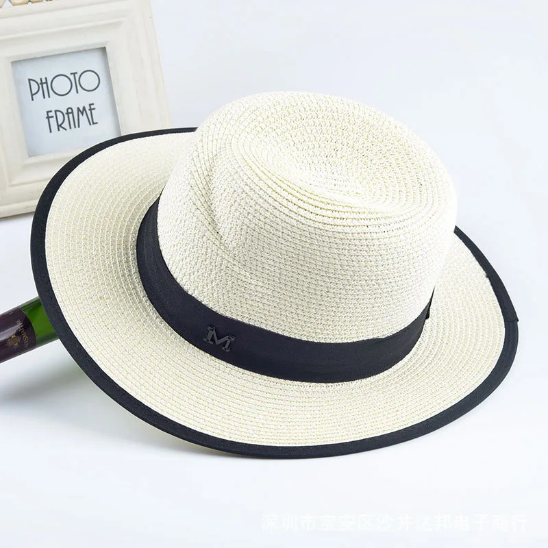 Женская летняя Классическая соломенная шляпа с буквенным принтом больших краев Панамы, федоры, модная шляпа Пляжная для путешествий
