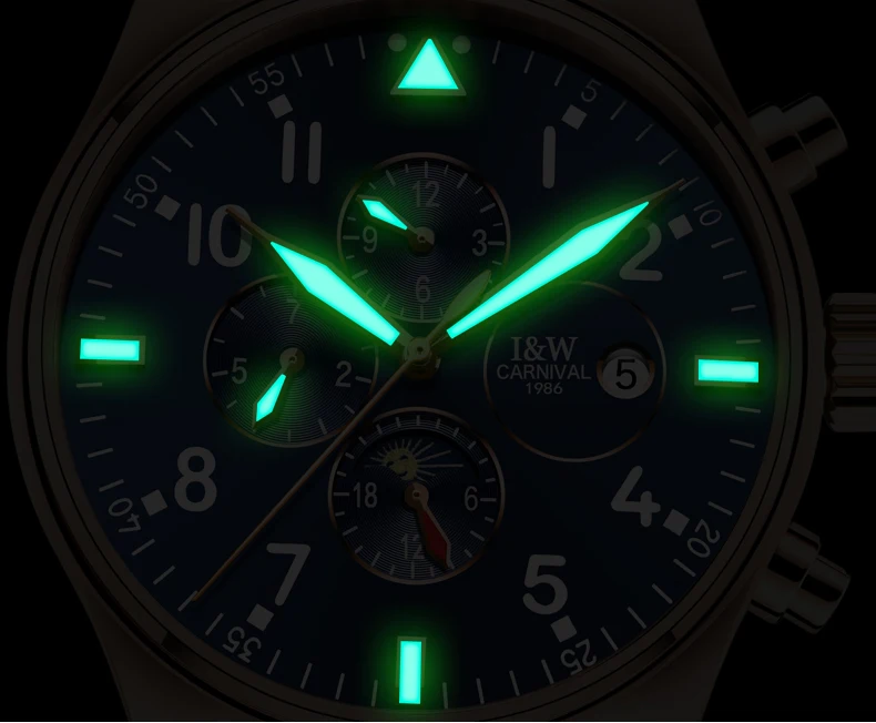 Карнавал сапфир reloj hombre автоматические механические часы для мужчин лучший бренд класса люкс мужские часы светящиеся relogio наручные часы C8764G-11