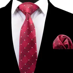 JEMYGINS Новый Для мужчин Галстук Набор Полосатый плед галстук и платок Шелковый Галстук Человек Corbatas Hombre Платок Красный галстук