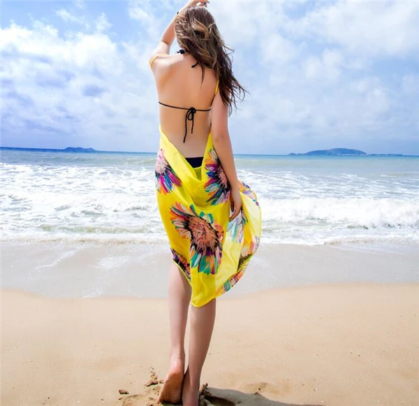 Новое поступление шифон шарфы с цветочным принтом сезон: весна–лето солнцезащитный крем для женщин 8 цветов шелк ремни пляж Полотенца