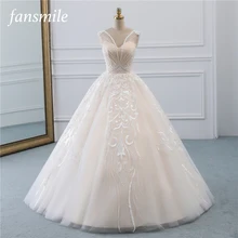 Fansmile, новинка, Vestidos de Novia, винтажное бальное платье, Тюлевое свадебное платье,, Качественное кружевное свадебное платье принцессы, FSM-523F