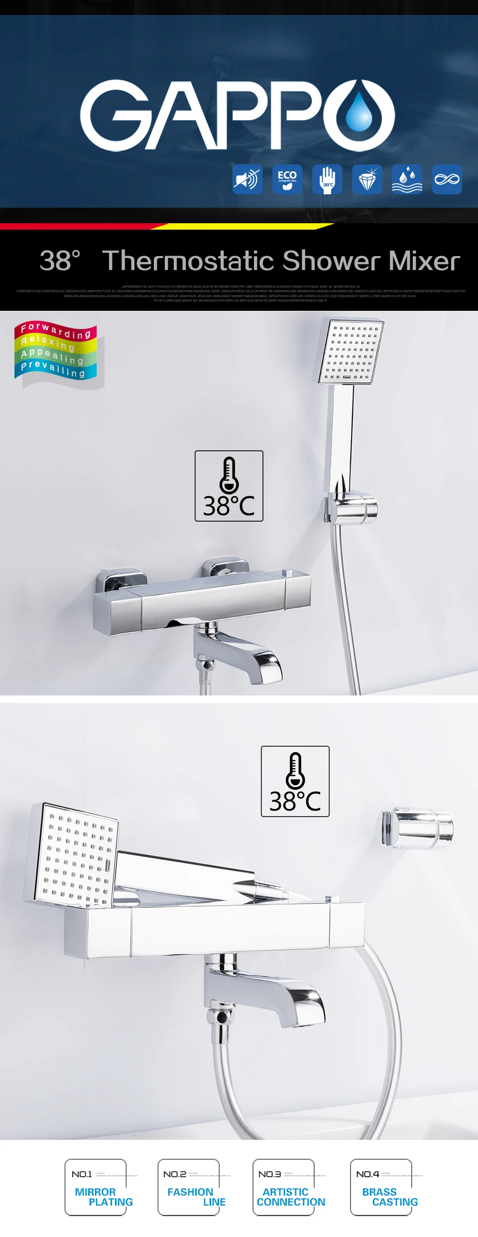 GAPPO термостатический кран для ванной, кран для раковины, кран для ванной комнаты, настенный смеситель, смеситель для ванной, смеситель для ванной, s Y22726