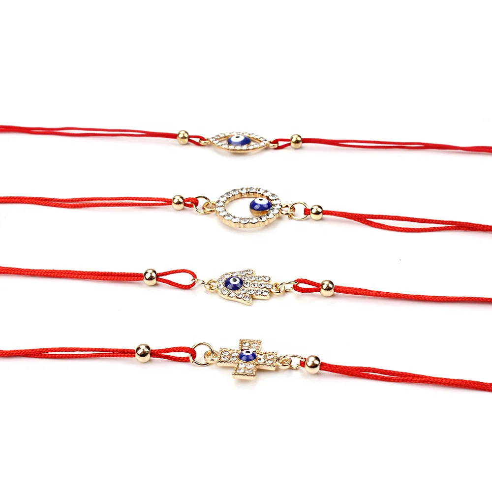 

fatima hand Evil Eye red string macrame diy Adjustable Friendship bracelet protect luck Kabbalah charm bracelet gift him her