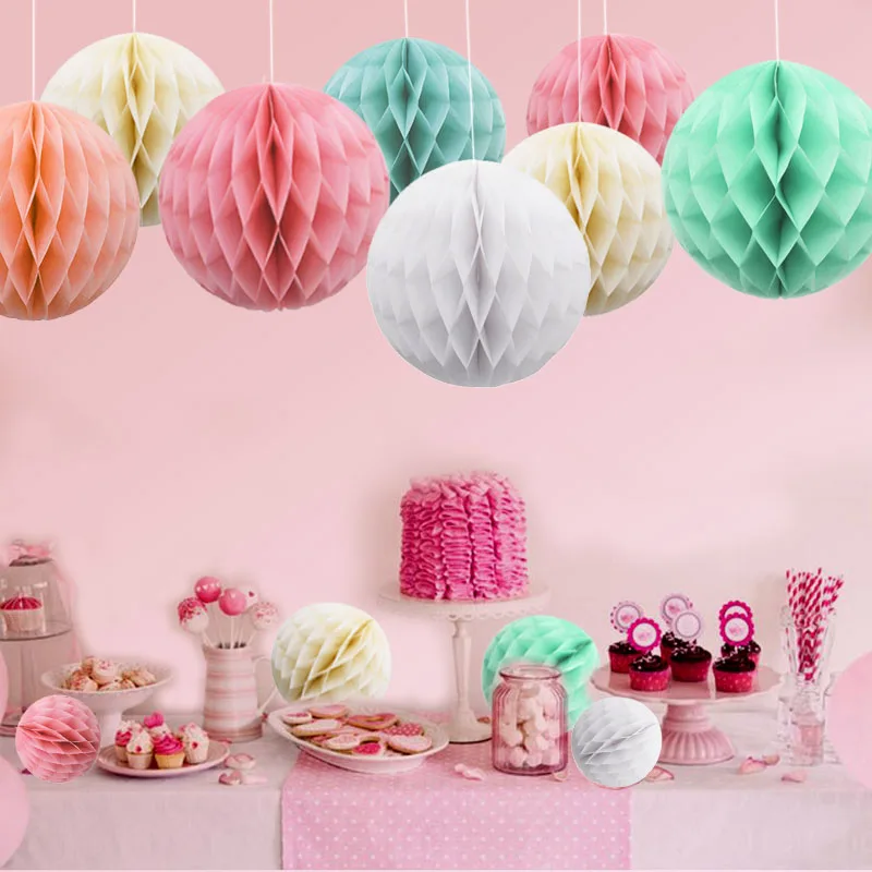 5pcs/lot 10/15cm Decorative Paper Honeycomb Ball Pastel Flower Wedding Kid Birthday Party Decoration Baby Shower Supplies8Z