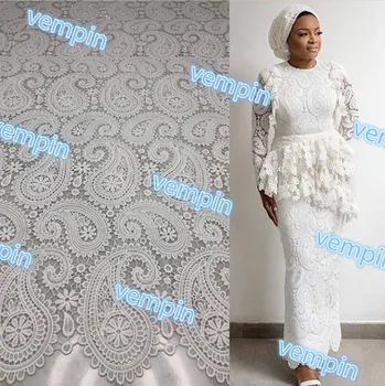 

Beautiful African Cord Lace Fabric High Quality African Guipure Fabric Water Soluble Lace For Women Party Dress