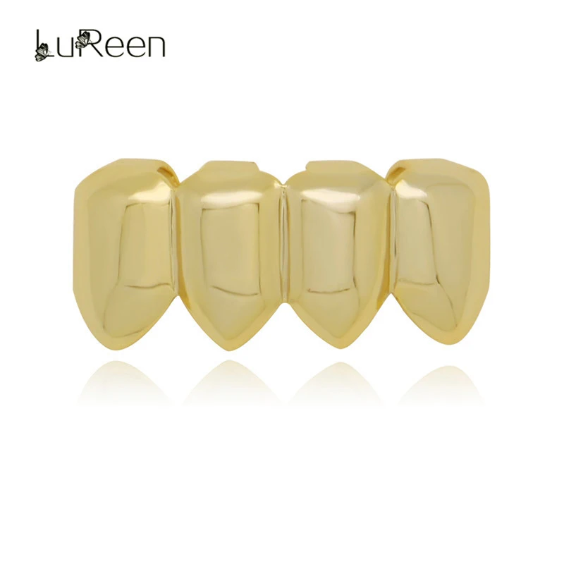 LuReen Gold Teeth Grillz 4 Lower Bottom Teeth Grills Dental Vampire