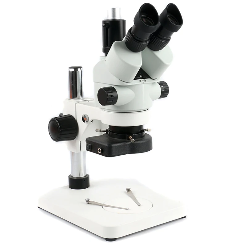 3.5X 7X 45X 90X промышленный Simul фокусным расстоянием тринокулярный микроскоп зум стерео микроскоп для лаборатории ремонт телефона pcb пайки - Цвет: 7x-45x 100mm