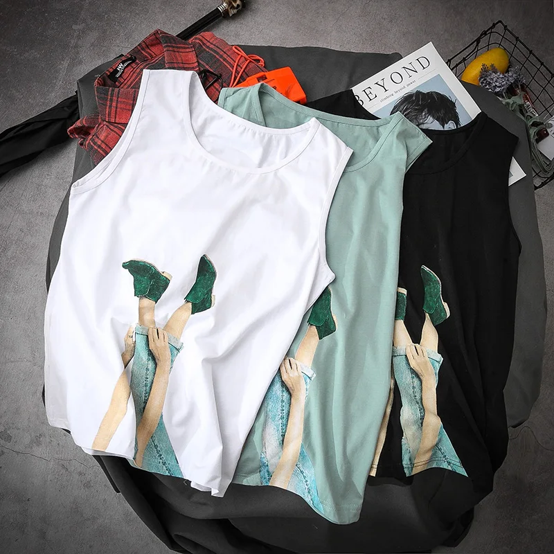 

2019 Sleeveless T-shirt Men's Fashion Printed Shirt Summer Vest Cotton Breathable Men's Vest Casual Fitness T-shirt Sports Shirt
