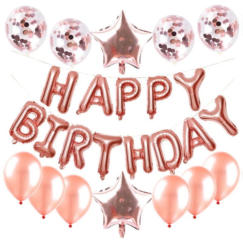 

Rose Gold Balloons Birthday Decoration Adult/Kid Boy Girl Happy Birthday Letter Foil Balloon 40inch Number 0-9 Ballon Decor