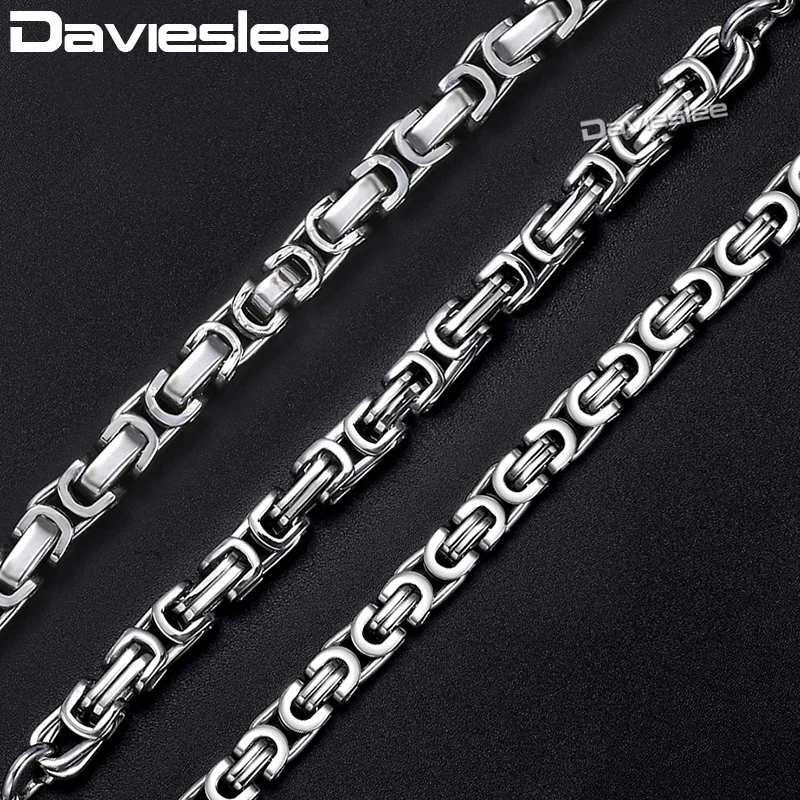 Davieslee رجل القلائد سلاسل الفضة لهجة الفولاذ المقاوم للصدأ البيزنطية سلسلة قلادة للرجال مجوهرات الأزياء هدية 5/7 ملليمتر LKNN21