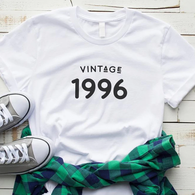 

Original 1996 Funny T Shirts Women Causal 23th Birthday Party Tops Vintage Tee Tumblr Aesthetic Oversized T-shirt Drop Shipping