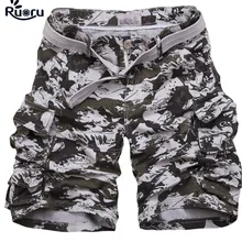 Ruoru хлопок дропшиппинг Для мужчин, камуфляжные шорты плюс Размеры 29-42 армейские шорты Cargo Шорты для тренировок Свободные повседневные штаны