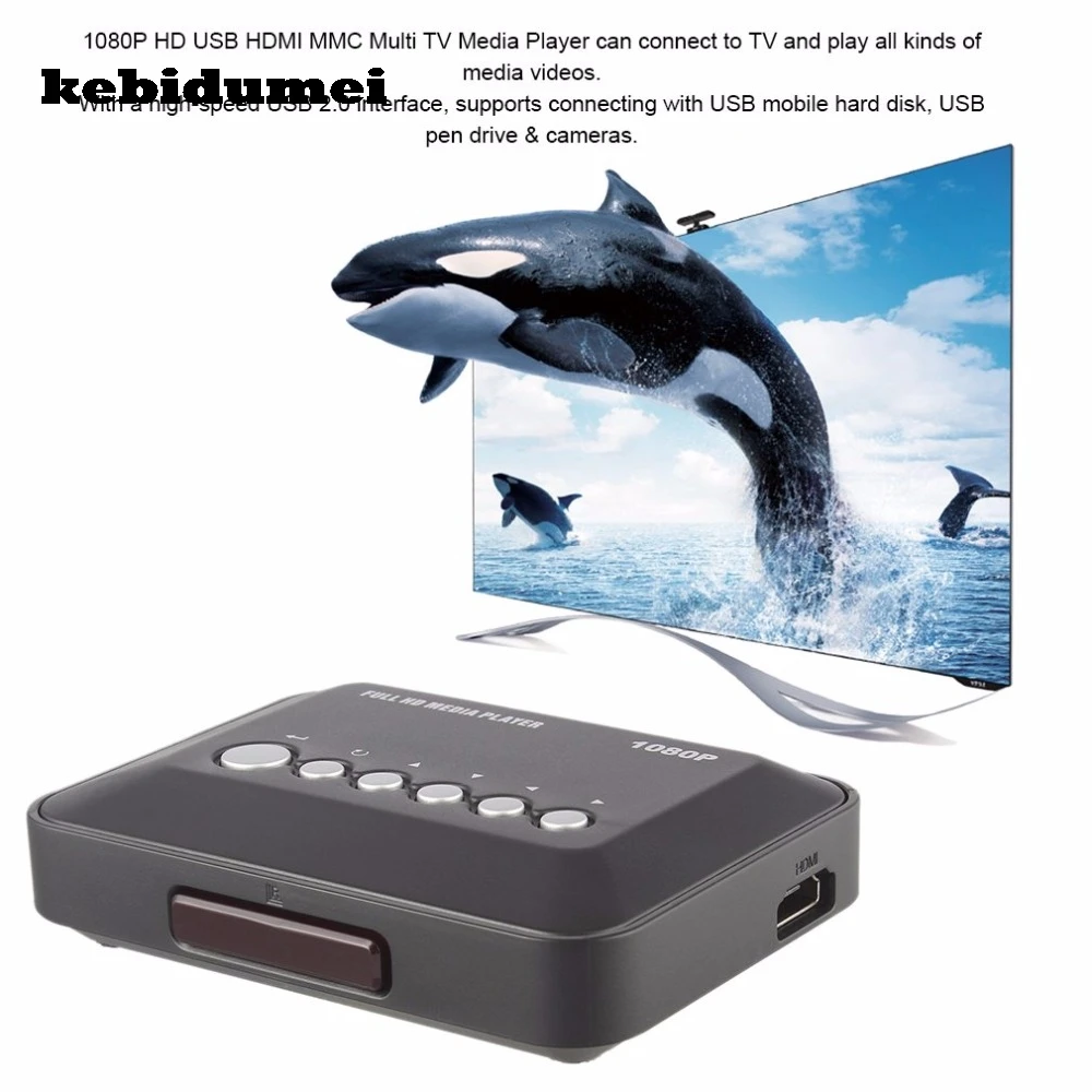 Kebidumei DC 5V 2A HD 1080P USB HDMI медиаплеер коробка SD/MMC TV видео SD MMC RMVB MP3 Multi с ИК пультом