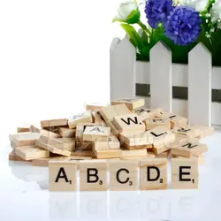 Поступление 100x Деревянный Алфавит Scrabble плитки черные буквы и цифры для ремесел дерево новый