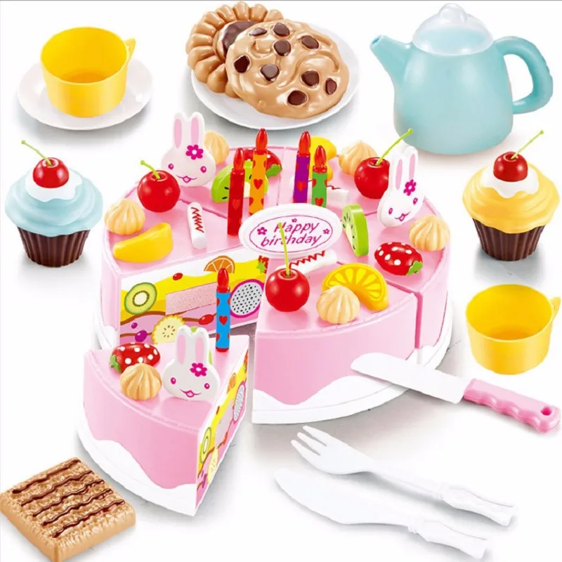54 шт. торт ко дню рождения игрушки для кухни дети ранний обучающий воображаемый играть кухонные игрушки пластиковая игрушечная еда