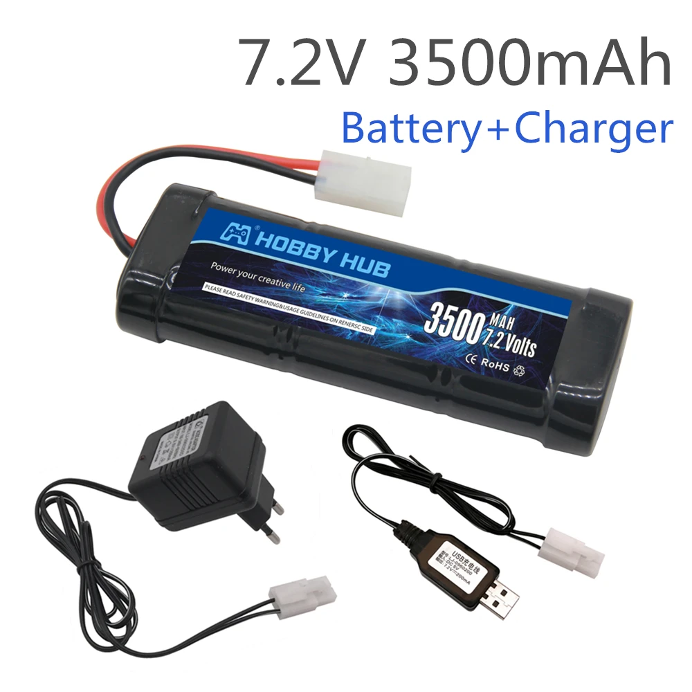 

High Capacity 7.2V 5000mAh Ni-MH Battery Pack with Tamiya Plug With 7.2v Charger and SC*6 Cells Battery for RC Control Car Toys