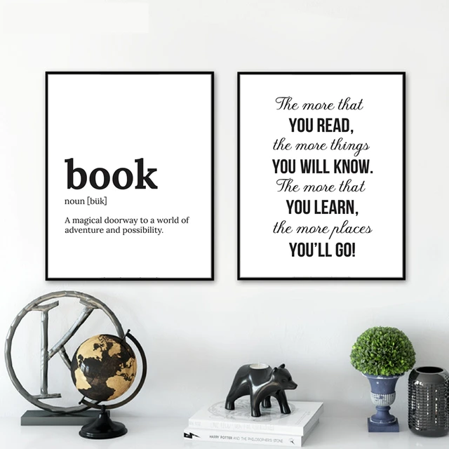 Book Definition Print Literary Gift Poster Kids Quote Canvas Book Definition Print Literary Gift Poster Kids Quote Canvas Painting Child S Room Playroom Clroom Wall Art Prints