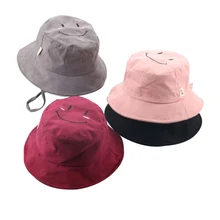 Складная Солнцезащитная шляпа для путешествий на открытом воздухе, походная Кепка для детей, унисекс, с принтом в виде улыбки, милая хлопковая дышащая цветная Кепка-ведро s