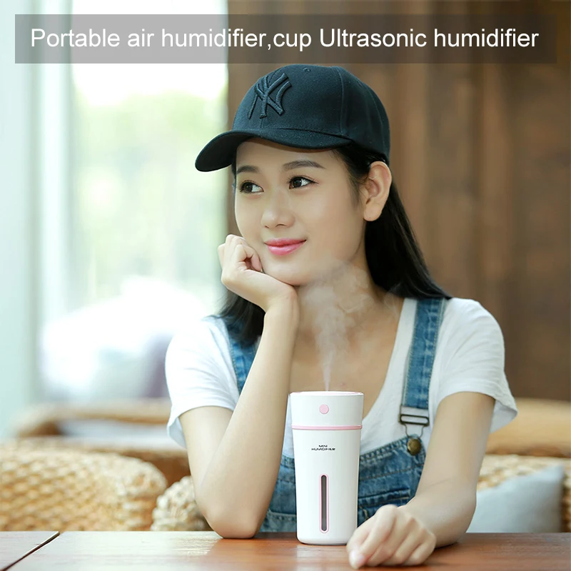 

300ml Humidifier Essential Oil Diffuser Ultrasonic Air Humidifier with Wood Grain 7 Color Changing LED Lights for Office Home