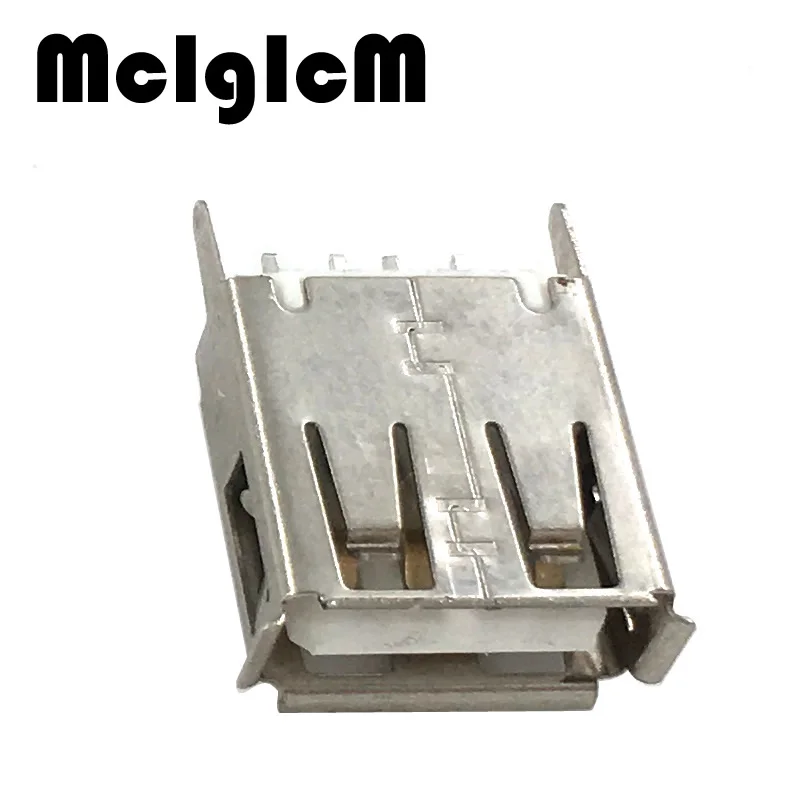 

MCIGICM 100pcs USB 2.0 4Pin A Type Female Socket Connector Curly Mouth Straight Foot Data Transmission Charging
