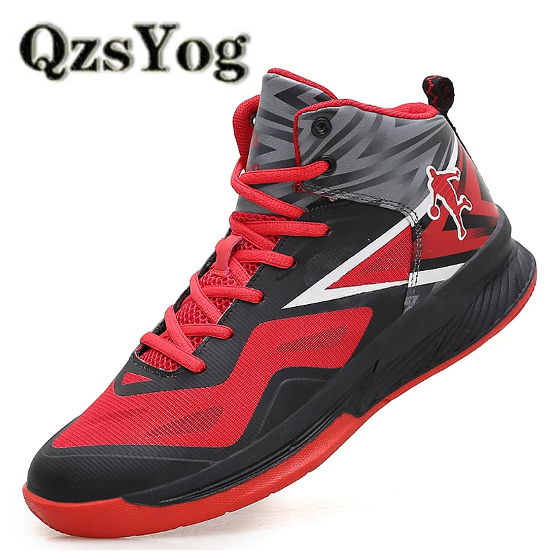 QzsYog Big Size 39 45 Breathable Basketball Shoes Men Sport Athletic