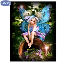 Diy Алмазная вышивка, фото на заказ алмазная живопись, полная Мозаика из стразов картина из стразов страз Вышивка крестом Бабочка/Фея, искусство