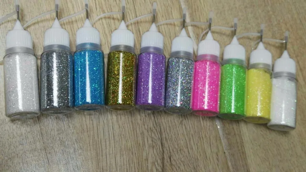 Acrílico do Brilho do Unha para a Arte do Unha Garrafas Lote Dicas Design 3d Brilho Unha Strass Manicure Decoração 10ml 10 - pó 6 Brilho p/ unha
