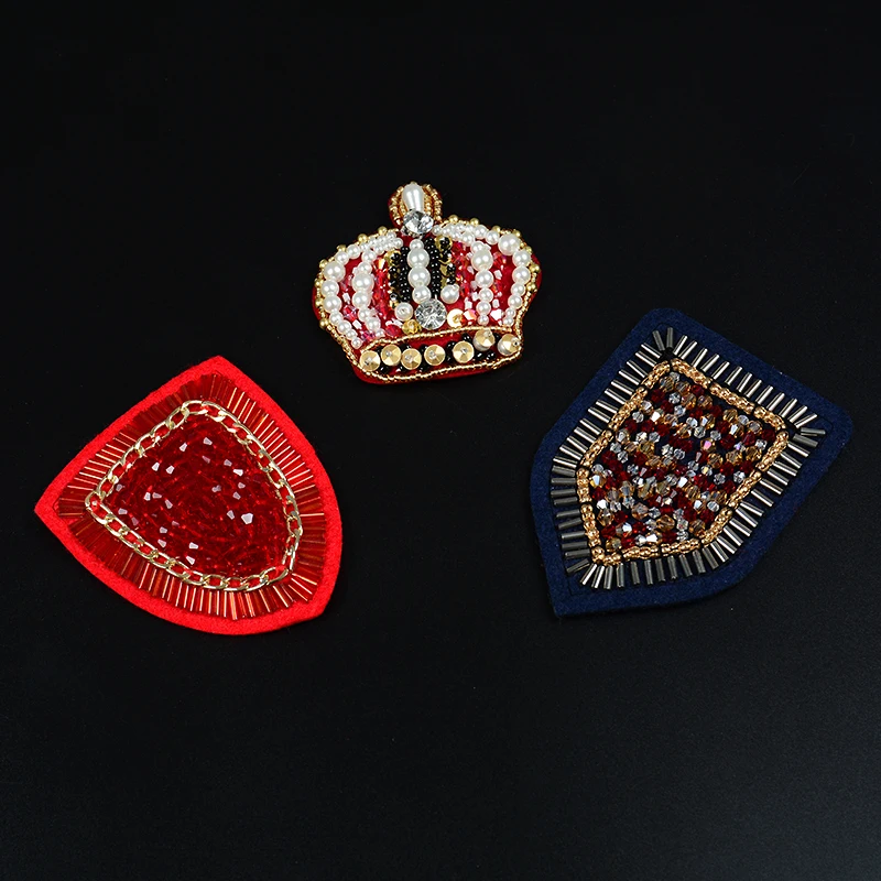 

Sequins crown patches Shield emblem applique for The stage clothing DIY